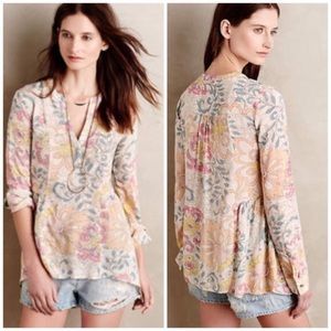 Anthro Maeve Lainey floral top pastel 10 l